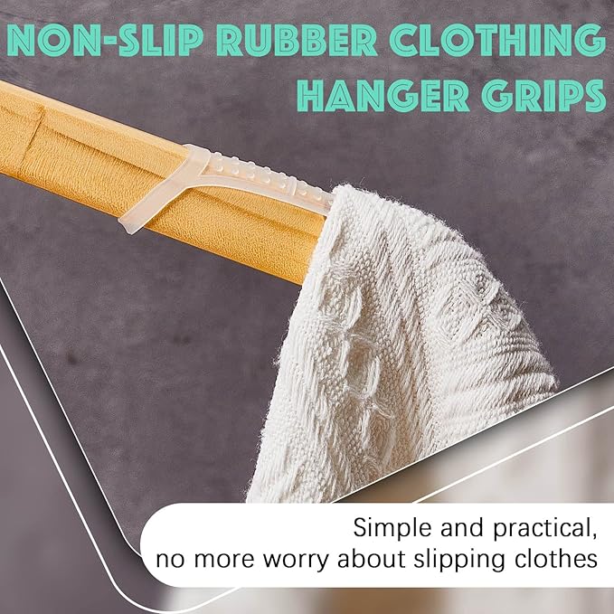 Taiyin 200 Pcs Non Slip Rubber Clothes Hanger Grips Clear Silicone Clothing Hanger Strips Clothes Hanging Accessories for Wood Plastic Home Stores Use