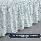 Cottington Lane Ruffled Bed Skirt King Size with Split Corner, Brushed Microfiber Hotel Quality Dust Ruffle, 24 Inch Drop Gathered Bedskirt, Soft, Stylish, Shrink & Fade Resistant, Garden Bloom