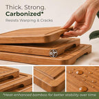 Wood Cutting Board Set of 3 - Sturdy & Easy to Clean Bamboo Wooden Cutting Boards for Kitchen - 3 Sizes of Chopping Board with Juice Grooves for Meal Prep, Everyday Use, Housewarming Gift