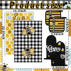 Leinuosen 6 Bee Kitchen Towels Kitchen Decor and Accessories Set Floral Plant Oven Mitts and Pot Holders Sets Farmhouse Absorbent Dish Towels for Cooking Baking Grilling