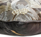 The HomeCentric King/Queen/Twin Grey Decorative Bed Runner Queen 74"x18" Bed Runner Without Pillow Cover, Embroidery, Floral, Pearl Bed Scarf on Jacquard Fabric - Liana