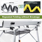 JOUYEK Folding Outdoor Camping Table with Adjustable Legs, Lightweight Aluminum Roll Up Camp Table with Carrying Bag, Mesh Storage Organizer, for Cooking, Picnic, Beach, Backyards, BBQ, Party