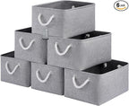 Large Storage Baskets- 15.7x11.8x8.26 inch Storage Bins for Shelves and Closet Organizing, Foldable Fabric Bin for Home Organization Clothes and Laundry (6-Pack, Gray)
