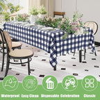 Smiry 3 Pack Navy Gingham Disposable Tablecloths - 54" x 108" Heavy Duty Plastic Table Cloth, Waterproof Buffalo Plaid Table Covers for Picnic, Banquets, Outdoor Parties