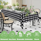 Smiry 3 Pack Black Gingham Disposable Tablecloths - 54" x 108" Heavy Duty Plastic Table Cloth, Waterproof Buffalo Plaid Table Covers for Picnic, Banquets, Outdoor Parties