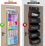 Univivi Hanging Yarn Storage Organizer with 5 Zipper Closure Compartments, Large Capacity Knitting Organizer Storage, Over the Door Hanging Yarn Holder for Knitting Needles, Crochet Hooks (Light Grey)