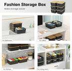 Ohmlove Plastic Storage Baskets With Bamboo Lid - Plastic Storage Containers Stackable Storage bins: Storage Baskets for Organizing Shelves Drawers Desktop Closet Playroom Classroom Office, 6 Pack