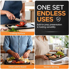 Earth's Dreams Composite Wood Cutting Board Set of 3 – Built In Juice Groove, Non-Toxic Cutting Boards for Kitchen – Large, Medium & Small Non-Slip Wood Charcuterie & Chopping Boards (Black/Tan)