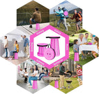 Qiguet Collapsible Stool, Folding Chair - Upgraded Portable Chair with Load Capacity 400lbs, Portable Stool for Camping Fishing Hiking - Folding Stool with Carrying Strap,Gifts for Fisherman(All Pink)