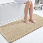 OLANLY Bathroom Rugs 47x20, Extra Soft Absorbent Chenille Bath Rugs, Rubber Backing Quick Dry, Machine Washable Bath Mats for Bathroom Floor, Tub and Shower, Home Decor Accessories, Beige