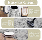 9x12 Area Rug Living Room Rugs, Stain Resistant Washable Rug, Vintage Large Non-Slip Backing, Low Pile Lightweight Print Rug for Bedroom Dinning Room Home Office (White/Grey)