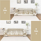 MEETSKY Boho Couch Covers for 2 Cushion Couch Sofa, Sofa Covers Washable Couch Cover for Sectional Sofa, Chenille Couch Protector for Kids, Dogs, Khaki