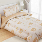 SANDJEST Bear Comforter Set Full Size 98x86in for Kids Boys Girls Unisex, Microfiber 4 Pcs Bedding Set Includes 1 Comforter, 2 Pillowcases, 1 Fitted Sheet, Nursery Room Decor