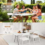 6ft Folding Table Heavy Duty 350 LBS Capacity Foldable Table with 18% Thicker HDPE Waterproof Top & Reinforced Steel Frame, Portable Fold-in-Half Table for Outdoor Indoor Party Wedding Camping