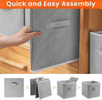 Criusia Storage Cubes - 11 Inch Heavy Duty Fabric Closet Bins for Shelves, Cube Organizer - 8 Pack Collapsible Decorative Storage Bins Baskets for Organizing Clothes Blankets Toys (Grey)