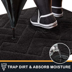 PURRUGS Dirt Trapping Door Mat 20" x 31.5", Non-Slip Machine Washable Entry Rug, Shoe Scraper, Dog Doormat, Super Absorbent Welcome Mat for Front & Back Door, Muddy Wet Shoes & Paws, Black