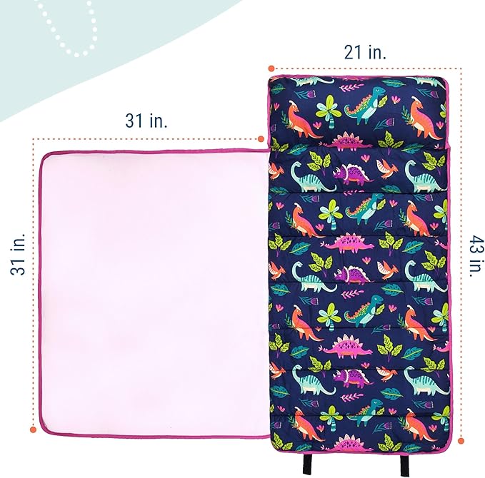 Wildkin 43-inch Kids Nap Mat – Soft Microfiber Toddler Sleeping Mat with Pillow