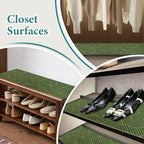 Shelf Liners for Kitchen Cabinets 12in x 20FT, Non Adhesive Cabinet Liner Strong Non-Slip Thickened Gold Green Geometric Drawer Liner, Easy to Clean for Shelf, Cabinet with Knife and Tape Measure