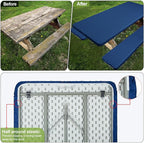 Picnic Table Cover with Bench Covers Camping Essentials Waterproof Windproof Camping Tablecloth with Drawstring Bag, Fitted Rectangle Tables and Seats, 96in, Deep Blue