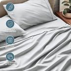 Bare Home Split Head Flex King Sheet Set - 1800 Ultra-Soft Microfiber Bed Sheets - Double Brushed - Deep Pockets - Easy Fit - 4 Piece Set - FlexTop Bedding Sheets (Split Head Flex King, French Grey)