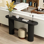 55" Fluted Console Table with Solid Wood Legs, Long Farmhouse Entryway Table with Rounded Corners, Morden Sofa Tables Behind Couch for Foyer, Entrance, Living Room, Hallway