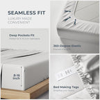 THREAD SPREAD 100% Egyptian Cotton Split King Sheets Sets for Adjustable Bed - Luxury 1500 Thread Count Split Top King Sheets (5 PC, Light Grey), Soft, Cooling, Sateen Weave 17" Deep Pocket Sheet Set