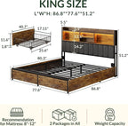 LARMACE King Bed Frame with 6 Storage Drawers, Bed Frame King Size with Linen