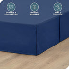 Bare Home Kids Twin Bed Skirt - 15-Inch Tailored Drop Easy Fit - Bed Skirt for Beds - Center & Corner Pleats (Twin, Dark Blue)
