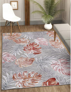 CAMILSON Indoor Outdoor Rug, Multi 5x7 Leaf Tropical Botanical Area Rugs for Indoor and Outdoor patios, Easy-Cleaning Non-Shedding Living Room, Garden and Kitchen Washable Outside Carpet (5 x 7)