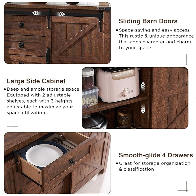 T4TREAM Farmhouse Sideboard Buffet Cabinet