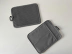 Oven Pot Holder with Pocket Cotton Heat Resistant Coaster Potholder Kitchen Hot Pad Oven Mitts for Cooking and Baking Square 7"x9" (Grey, Silicone)