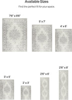 ReaLife Rugs Machine Washable Area Rug Runner - Living Room Bedroom Bathroom Kitchen Entryway Office - Padded Low Pile Stain Resistant Premium - Boho Farmhouse Vintage - Paige - Ivory 3' x 5'