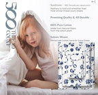 Mayfair Linen 100% Cotton Printed Bed Sheets Queen Size Set - 500 Thread Count Cotton Sheets for Queen Size Bed, 4 PC Set (Floral Blue), Soft, Cooling, Sateen Hotel Quality 16" Deep Pocket Bedsheet