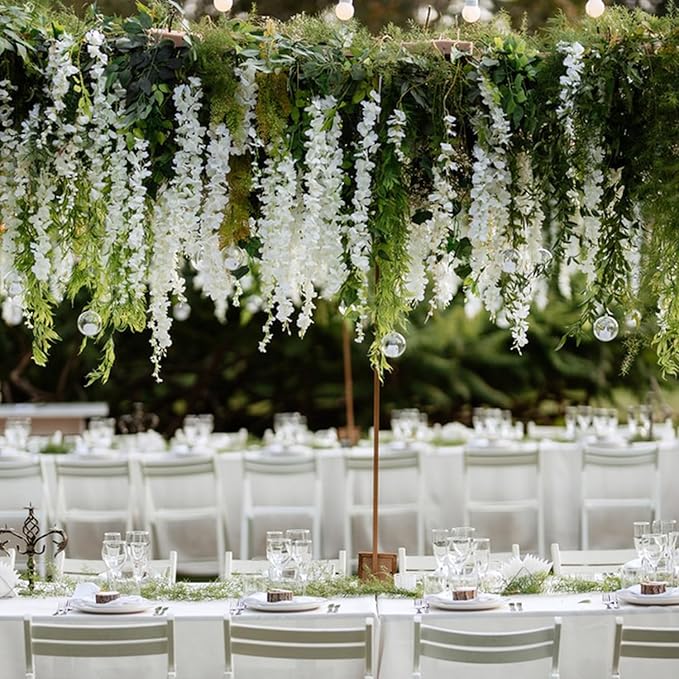 Alotiki Wisteria Hanging Flowers,108 Pack Fake Hanging Flowers,Wisteria Artificiales Garland for Home Wedding Arch Floral Party Garden Ceremony Outdoor Decor,3.6 Feet Long(108,White)