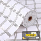 Shelf Liner for Kitchen Cabinets Non Adhesive Drawer Liner Non-Slip Thickened Shelf Liner Paper Strong Easy to Clean for Tool Box Refrigerator with Knife and Tape Measure, White Square,23.6 x 354.3 IN