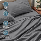 Bare Home Split Head Flex King Sheet Set - 1800 Ultra-Soft Microfiber Bed Sheets - Double Brushed - Deep Pockets - Easy Fit - 4 Piece Set - FlexTop Bedding Sheets (Grey)