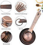 Measuring Cups and Spoons Set 14, Copper Measuring Cups and Spoons Set for Dry & Liquid, Metric & US Stainless Steel 6 Measure Cups and 7 Spoons Set w/Leveler for Kitchen & Baking