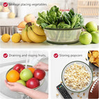 WVM Microwave Splatter Cover Vented for Food with Hook Hole, Splatter Guard & Colander Kitchen Gadget for Food, Meal Prep, Green