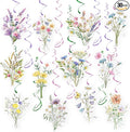 Wildflower Hanging Swirls - 30Pcs Wildflower Ceiling Hanging Decorations Floral Hanging Streamers for Spring Flower Garden Themed Party Supplies