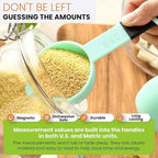 Spring Chef Mint Magnetic Measuring Cups and Spoons Set of 9, Stackable Plastic Kitchen Tool with Easy to Read Markings - Measure Dry or Liquid Ingredient for Baking & Cooking, BPA Free