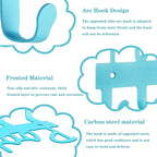 Pool Towel Rack for Bathroom Wall Mount Towel Hooks Towel Holder Carbon Steel Hanger Organizer Indoor Outdoor for Robe, Towel, Coat, Swimsuit, Umbrella, Bag, Keys(Blue)