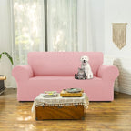 LURKA Stretch Loveseat Sofa Slipcovers 1 Piece Couch Covers for Sofa Furniture Protector Full Sofa Covers with Elastic Bottom for Kids and Dog (Medium, Pink)