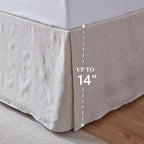 Simple&Opulence Belgian Linen Bed Skirt with Classic 14 inch Tailored Drop Dust Ruffle, Easy Fit Breathable Premium Natural Flax- Basic Linen, Twin