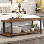 FOLUBAN Entryway Bench with Shoe Storage, Modern End of Bed Bench, Wood and Metal Entry Bench for Hallway Front Door Entrance, Industrial Indoor Bench for Bedroom Living Room, Rustic Walnut, 47 Inch