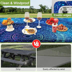 Picnic Table Cover with Bench Covers Portable Table Cloth Built-in Storage Pocket Fitted Tablecloth with Elastic Edges Waterproof Camping Essentials for Indoor Outdoor Rv,96in,Blue Purple