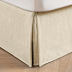 MIYE Pleated Waffle Weave Bed Skirt, Tailored Dust Ruffle 12 Inch Drop Easy Fit, Machine Washable,No Split Corners (Light Beige, Twin - 12" Drop)