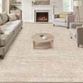 10x14 Area Rugs Living Room: Washable Large Vintage Beige Rug Neutral Non-Slip Soft Stain Resistant Indoor Carpet for Bedroom Nursery Dining Room Under Table Bed Home House Office Playroom