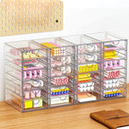 YFXCVSL Acrylic Makeup Organizer with 31 Drawers, 6 Pack Clear Storage Drawers, Bathroom Makeup Organizer for Palettes, Cosmetic, and Beauty Supplies,Ideal for Vanity, Cabinet,Desk Organization