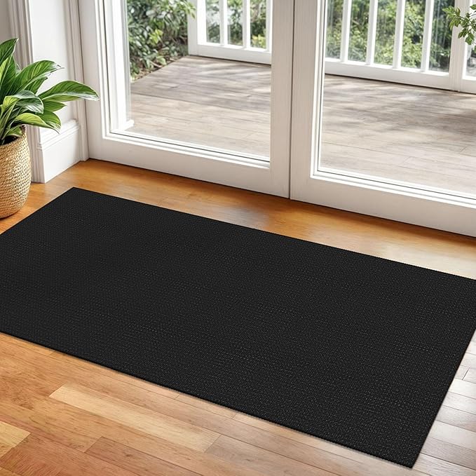 Braided Runner Rug 2x5 Ft Washable Runners for Hallways Non Slip Rubber Backed Kitchen Runners Cotton Entryway Runner Indoor, Woven Floor Carpet for Hall Kitchen Bedroom, Black/Grey