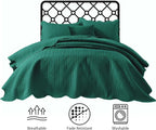 IR Imperial Rooms California King Quilt Bedding Set Size (118"x106") + 2 Pillow Shams (20" x 36"+ 2") - 3 Pcs All Season Reversible Microfiber Coverlet Embossed Quilt Bedspread (Emerald)